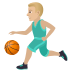 ⛹🏼‍♂️ man bouncing ball: medium-light skin tone display on JoyPixels